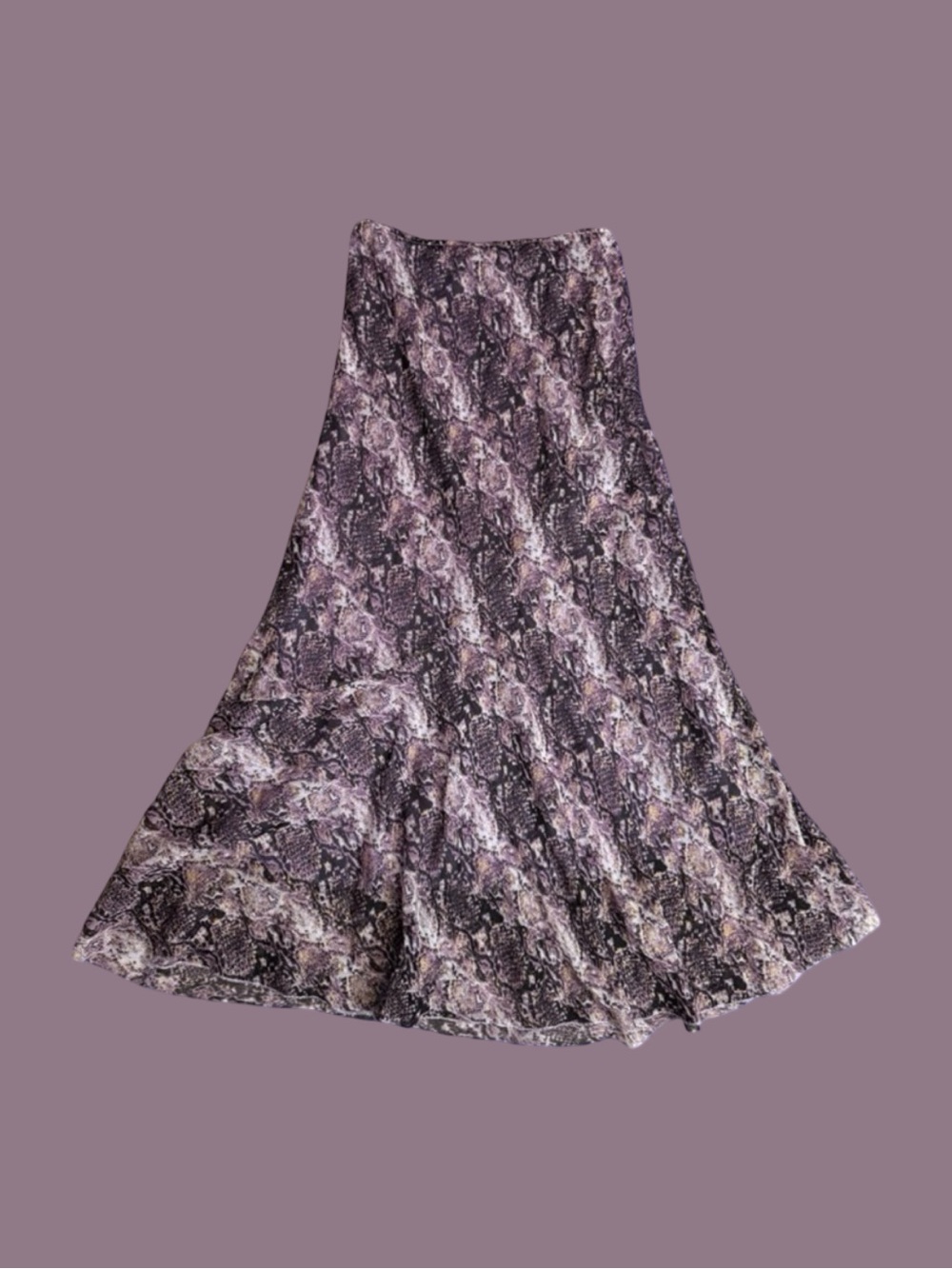 Vintage 90s Purple Snakeskin Print Maxi Skirt Gold Shimmer Whimsygoth Festival